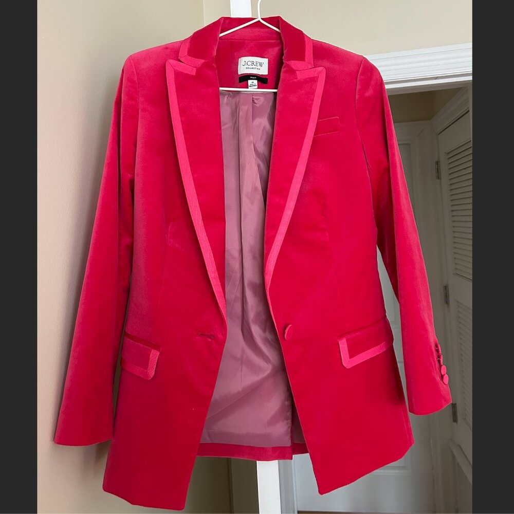 J. Crew Collection Willa blazer in tipped stretch velvet Dragonfruit size 00 - Picture 5 of 9